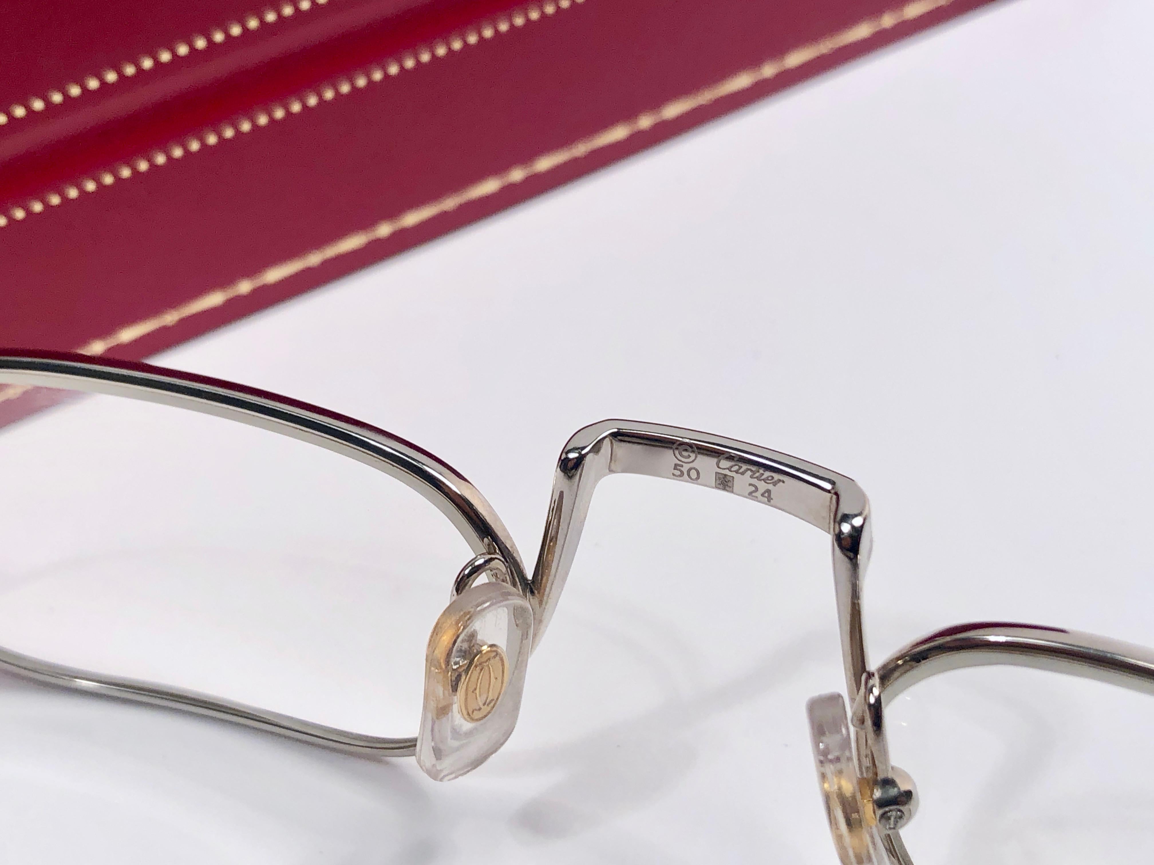 Nuevo Vintage Cartier Demilune Vendome Platine 50mm Lectura Francia Gafas de sol en venta 1