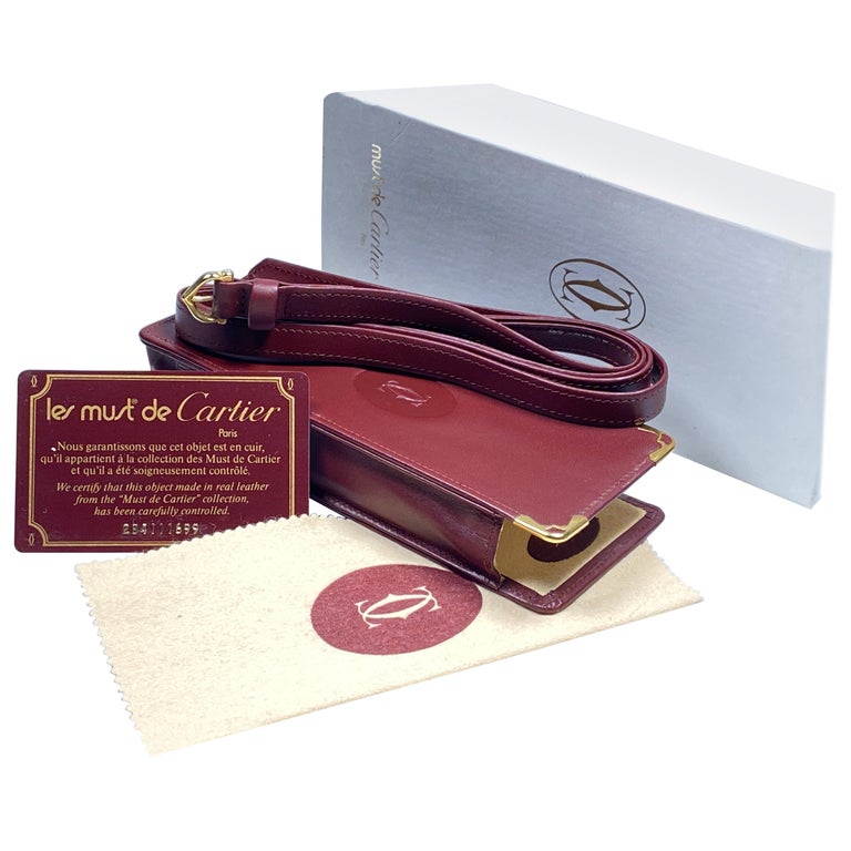New Vintage Cartier Etui Sunglasses Case Gold and Genuine Leather