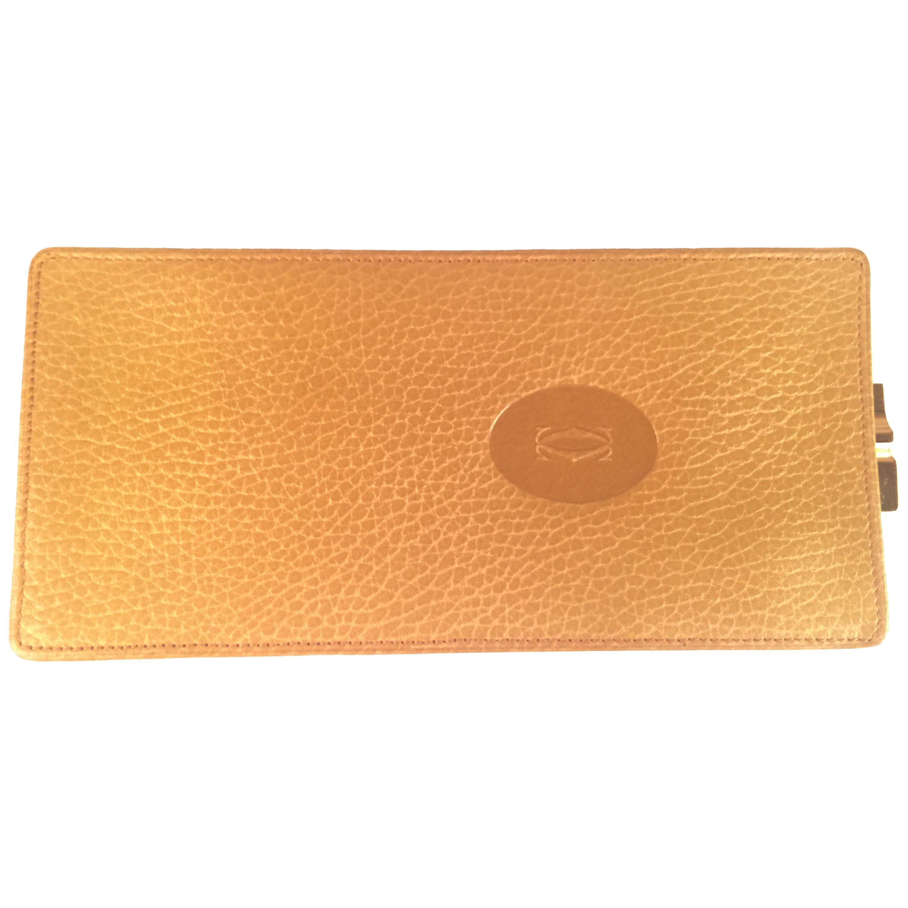 New Vintage Cartier Etui Sunglasses Case Gold & Genuine Leather