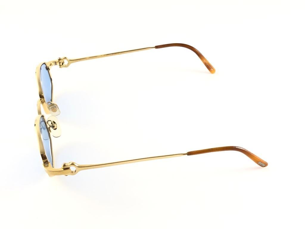 New Vintage Cartier Ginger 45mm Gold Brushed Plated Sunglasses France 2