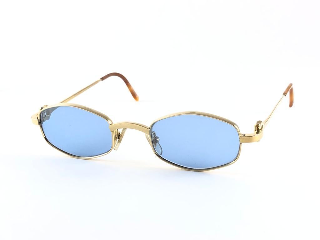 Neu Vintage Cartier Ginger 48mm Gold gebürstete versilberte Sonnenbrille, Frankreich im Angebot 1