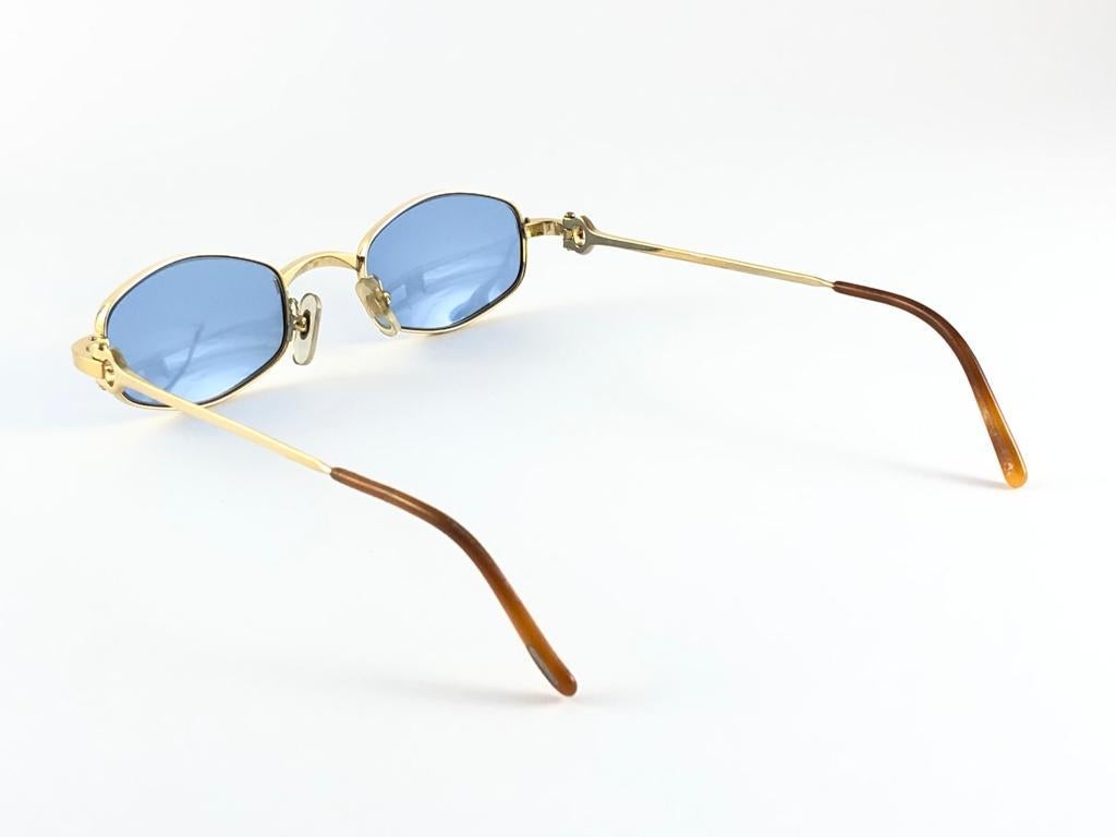 Neu Vintage Cartier Ginger 48mm Gold gebürstete versilberte Sonnenbrille, Frankreich im Angebot 2