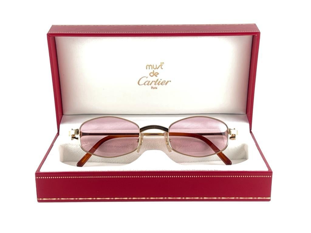 New Vintage Cartier Ginger 48mm Gold Brushed Plated Sunglasses France 5