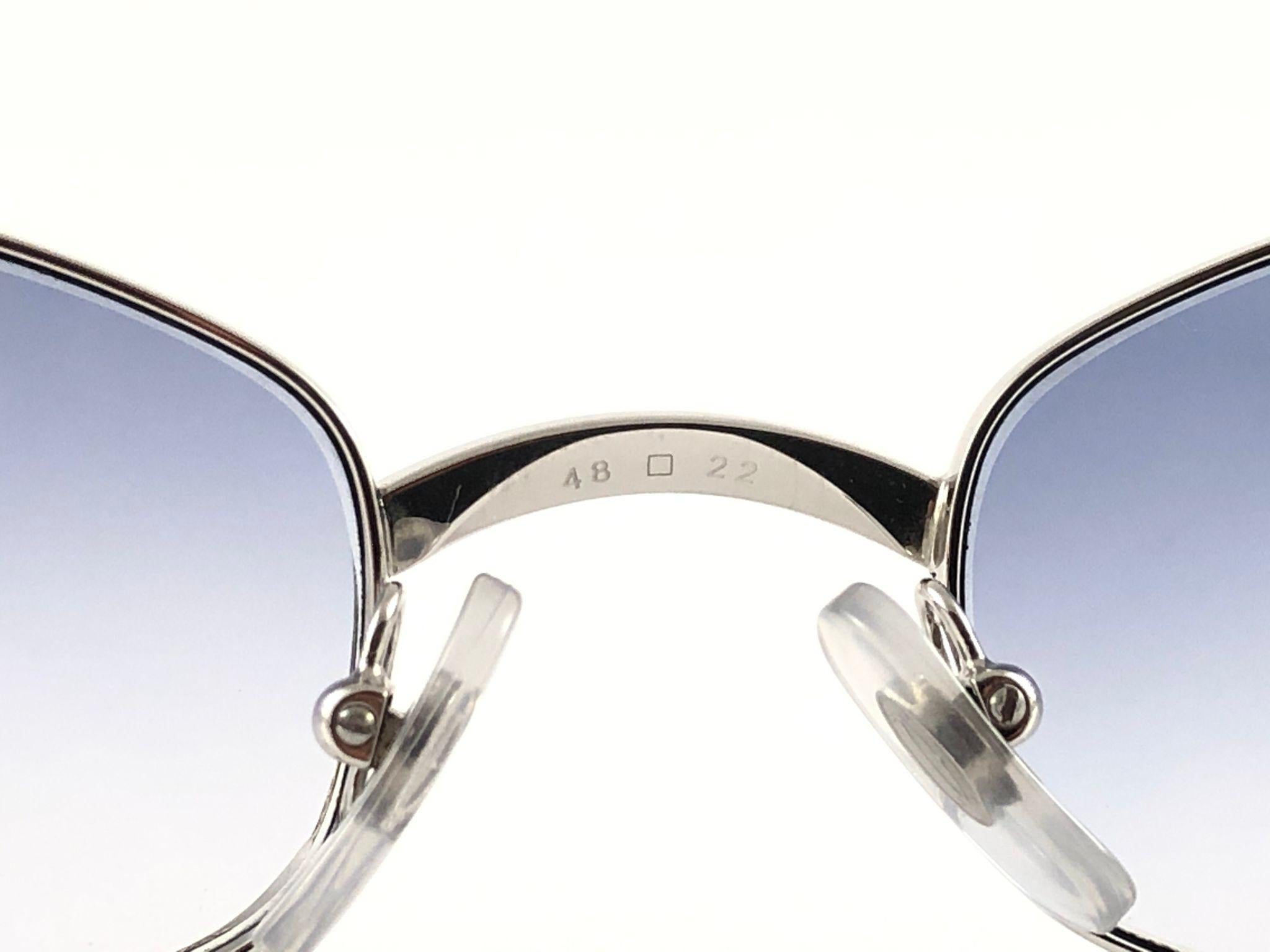 Women's or Men's New Vintage Cartier Ginger 48mm Platine Brushed Plated Sunglasses France