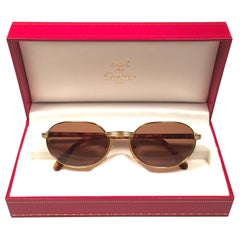 New Vintage Cartier Leur 51mm Gold Plated Frame France 1990 Sunglasses