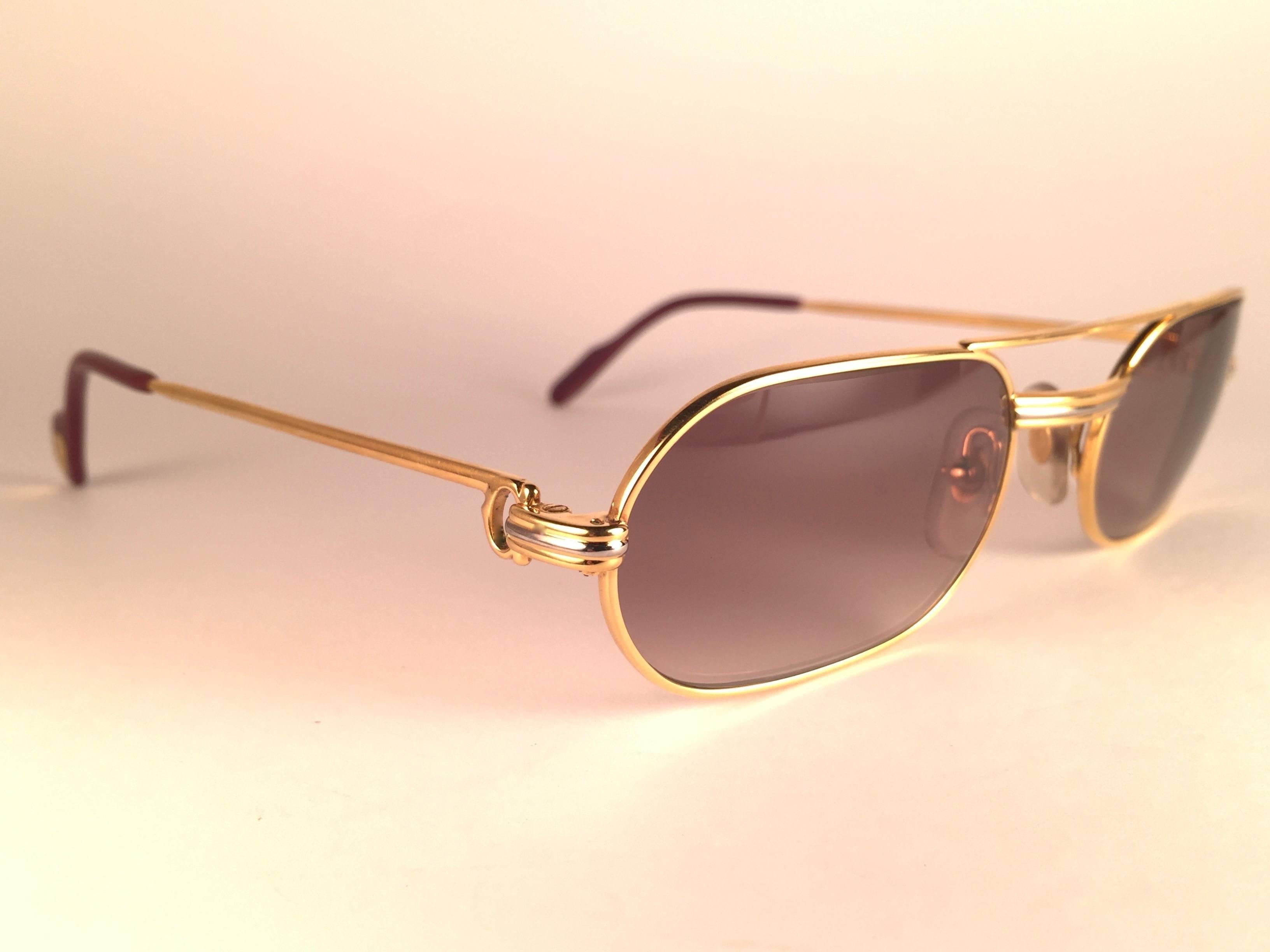 New Vintage Cartier Louis Vendome Medium 53mm France Sunglasses  In New Condition For Sale In Baleares, Baleares