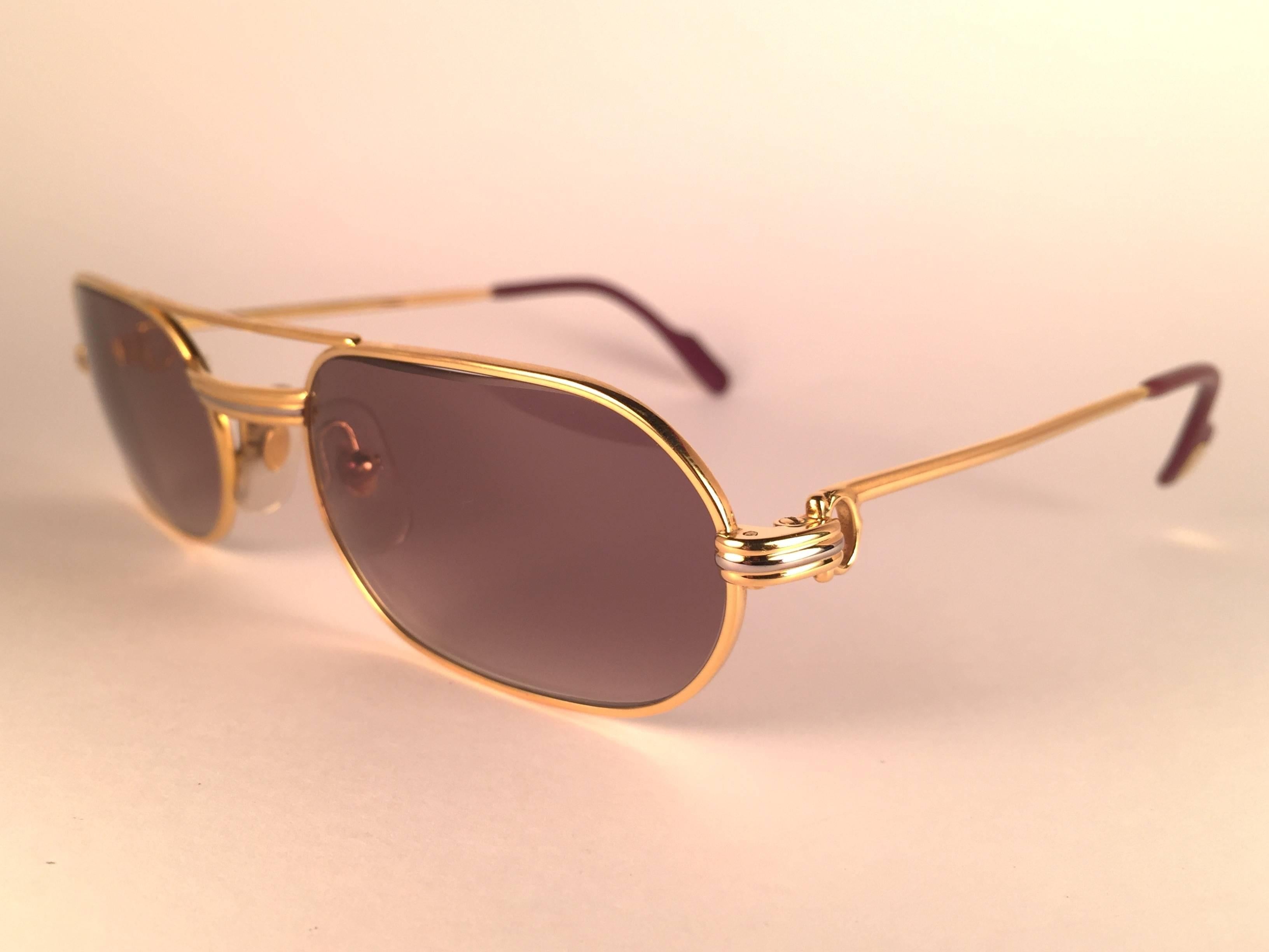 Women's or Men's New Vintage Cartier Louis Vendome Medium 53mm France Sunglasses  For Sale