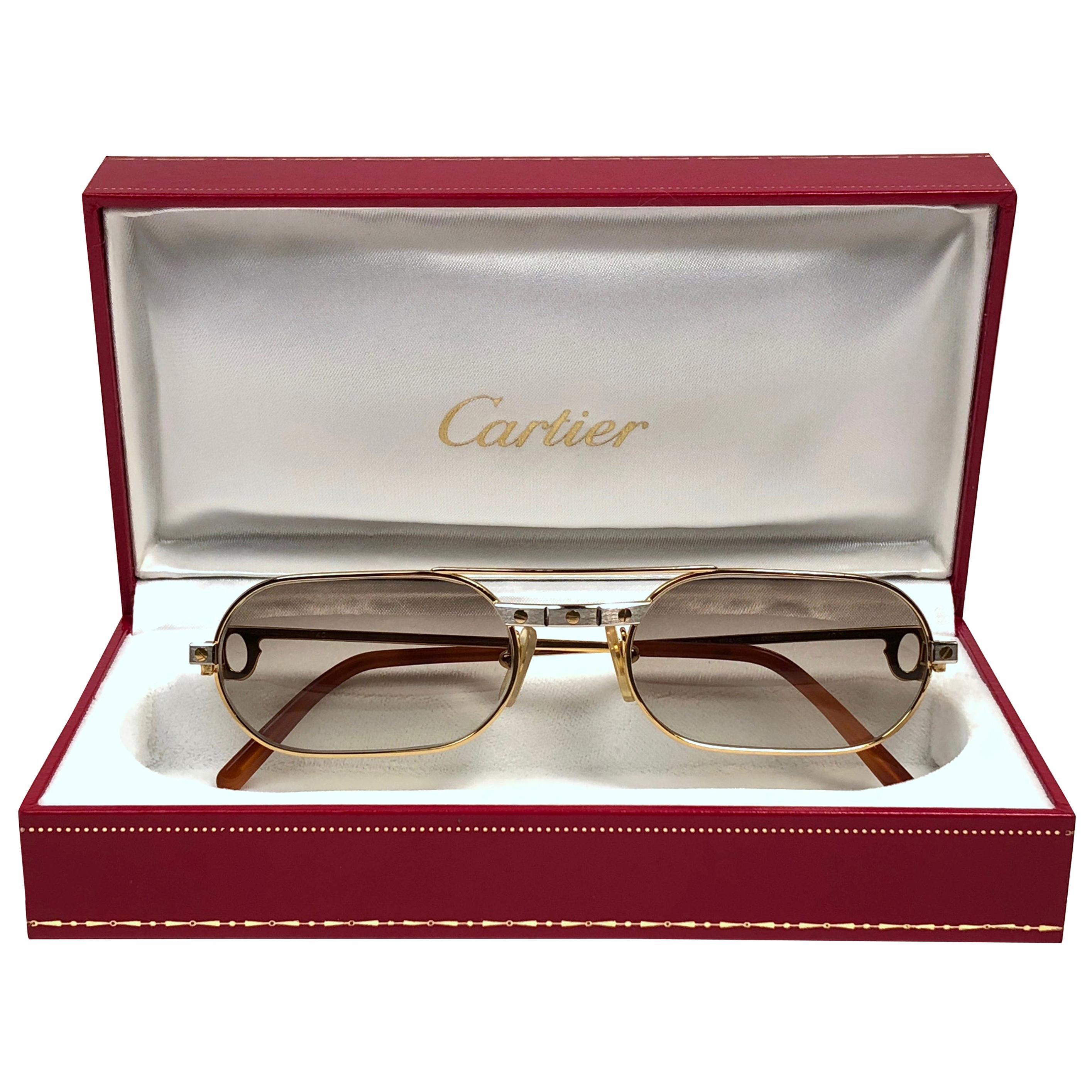 New Vintage Cartier Must Santos Large 55mm France Sunglasses 