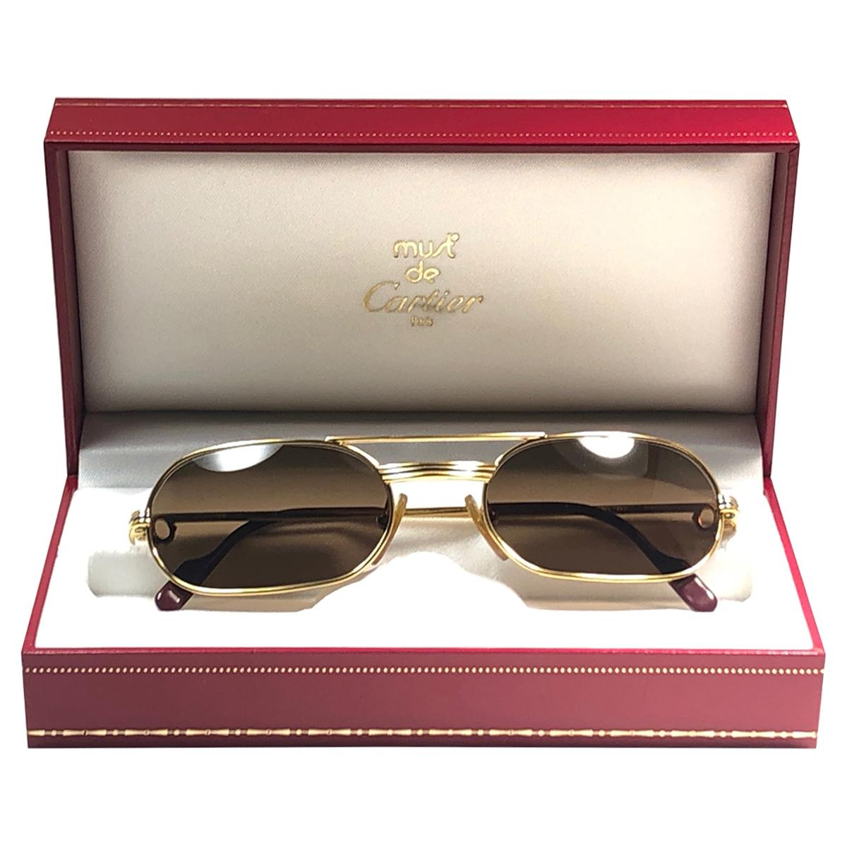 New Vintage Cartier Must Vendome Medium 55mm France Sunglasses at 