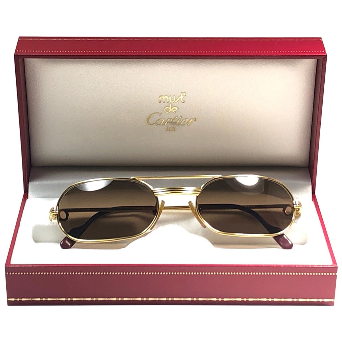 New Vintage Cartier Must Vendome Medium 55mm France Sunglasses 