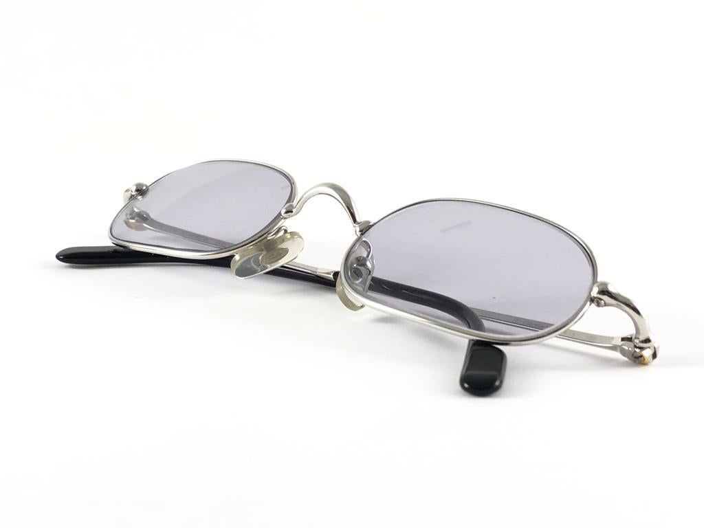 Gray New Vintage Cartier Orfy Platine Plated Light Grey Lens France 1990 Sunglasses For Sale