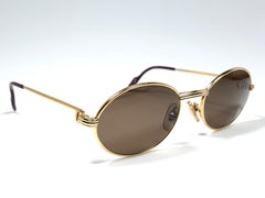 New Vintage Cartier Oval St Honore Gold 51mm 18k Plated Sunglasses France