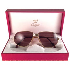 New Vintage Cartier Panthere 56mm Medium Sunglasses France 18k Gold Heavy Plated