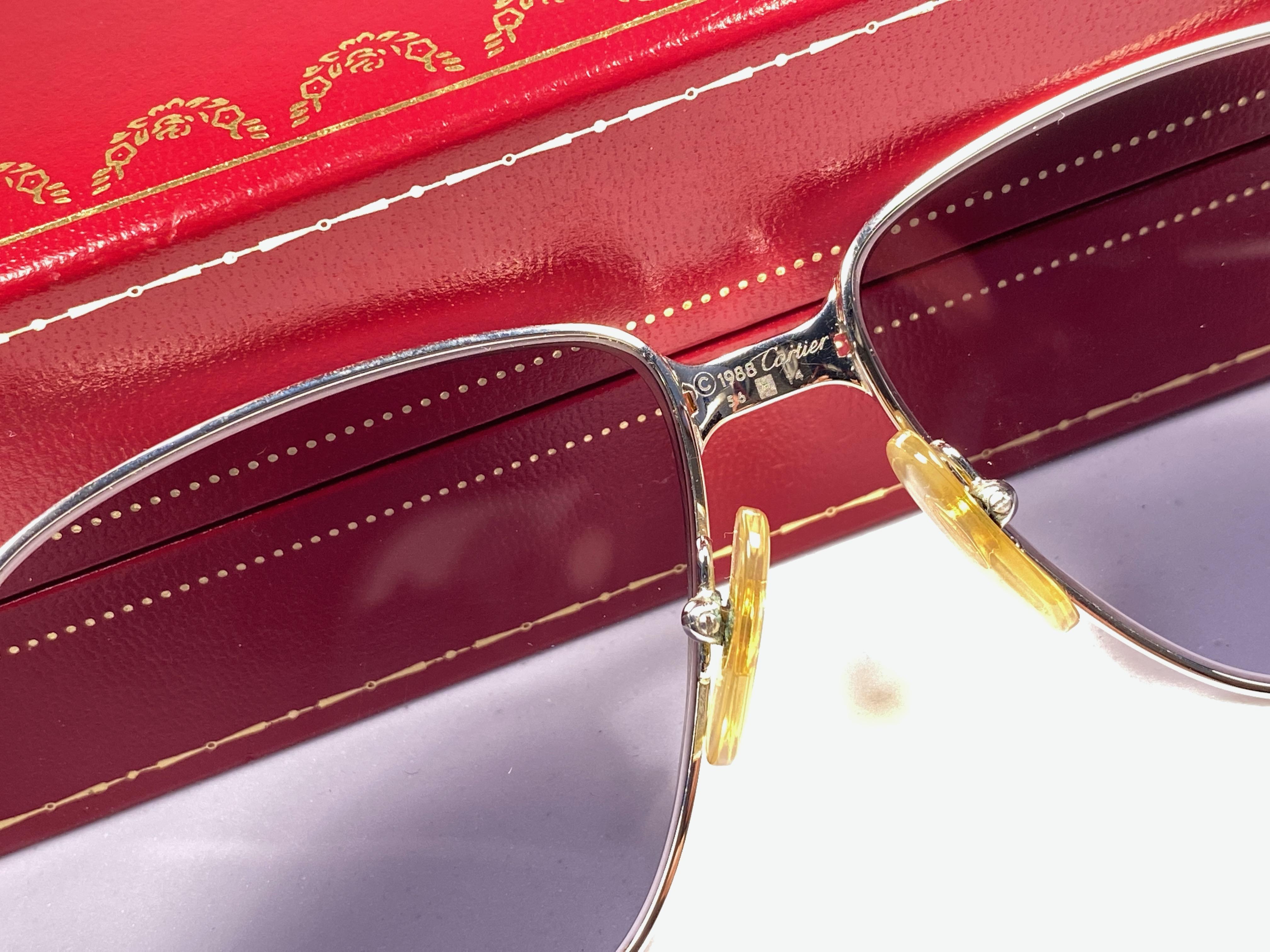 New Vintage Cartier Panthere 56mm Platine Sunglasses France 18k Heavy Plated Neuf - En vente à Baleares, Baleares