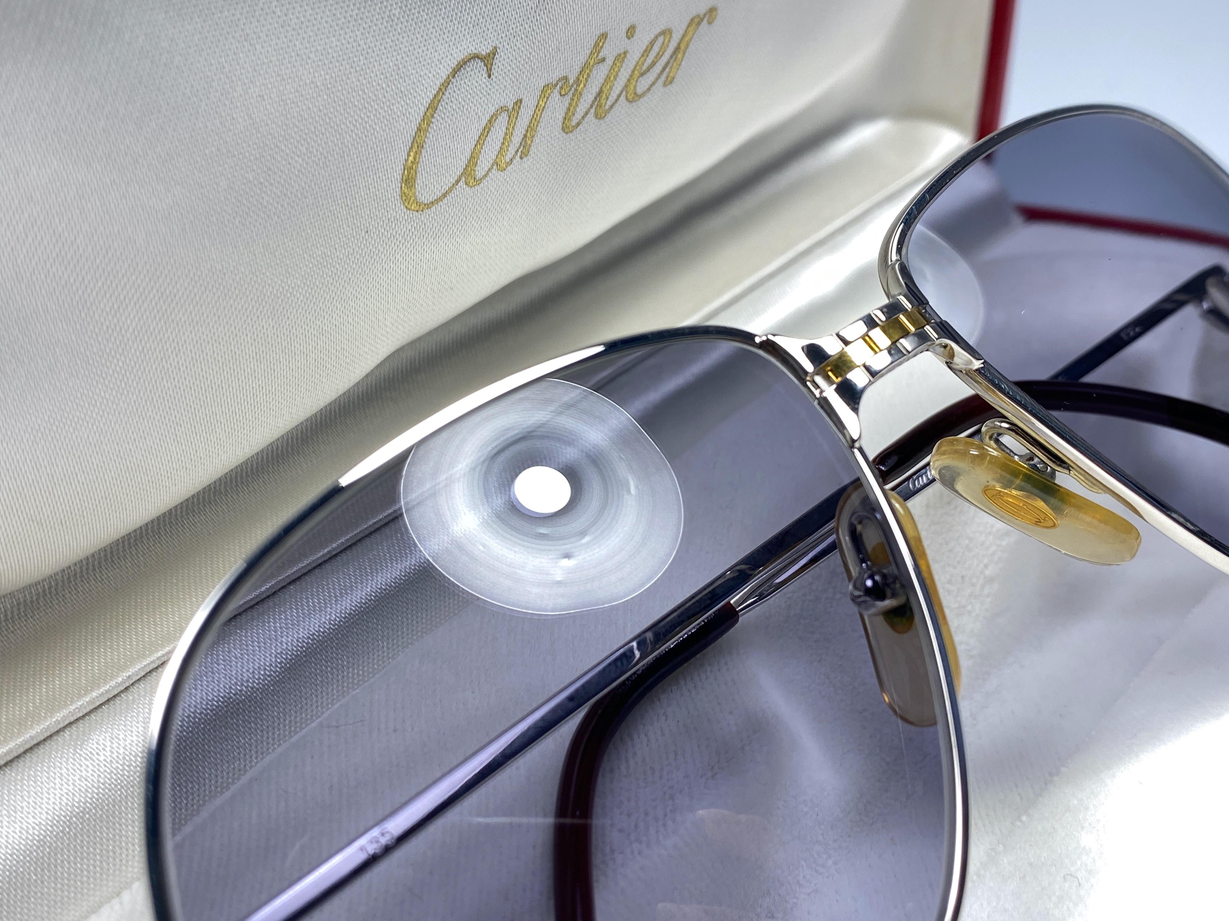New Vintage Cartier Panthere 56mm Platine Sunglasses France 18k Heavy Plated 1