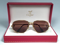 New Vintage Cartier Romance Vendome 54MM France 18k Gold Plated Sunglasses