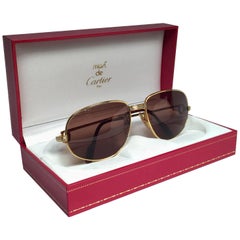 New Vintage Cartier Romance Vendome 54MM France 18k Gold Plated Sunglasses