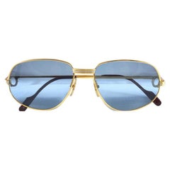 New Vintage Cartier Romance Vendome 58MM France 18k Gold Plated Sunglasses