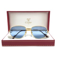 New Vintage Cartier Romance Vendome 58MM France 18k Gold Plated Sunglasses