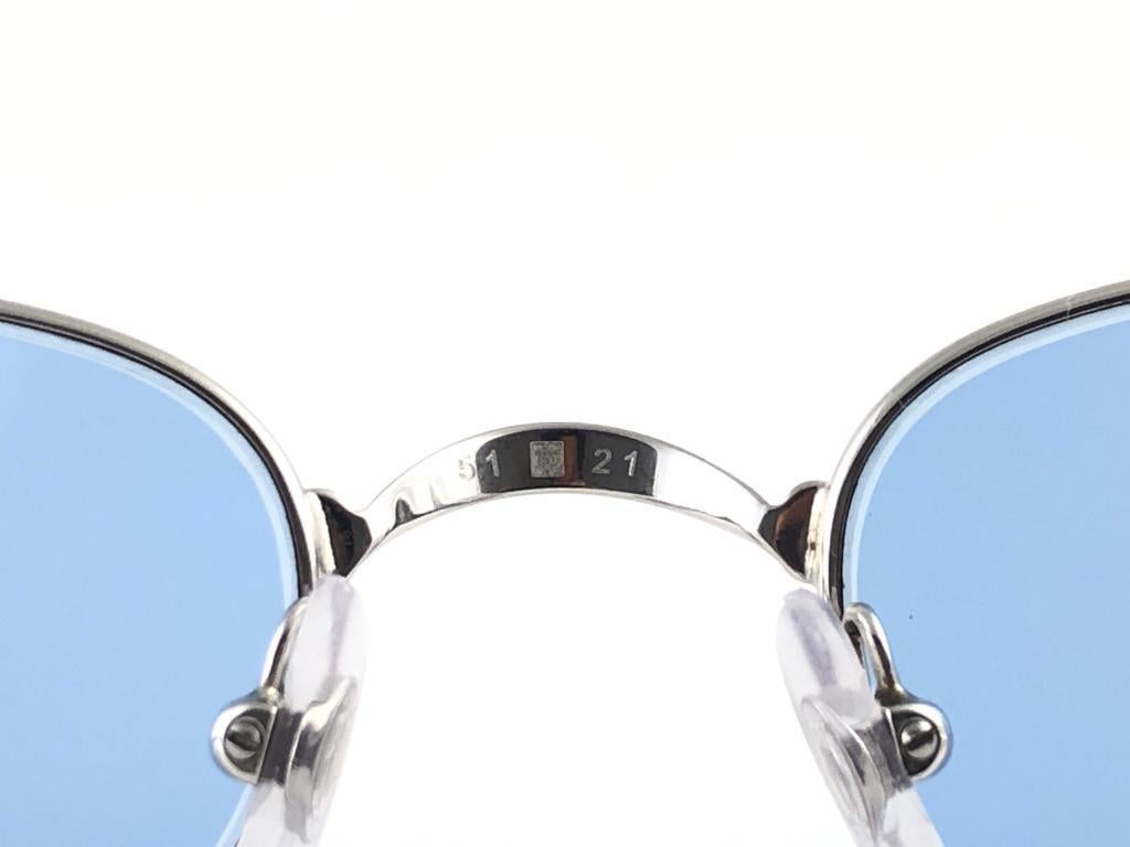 Women's or Men's New Vintage Cartier Sasdir 51MM Platine Plated Blue Lens France 1990 Sunglasses