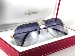 New Vintage Cartier Tank Platine 59mm Medium France 18k Gold Plated Sunglasses