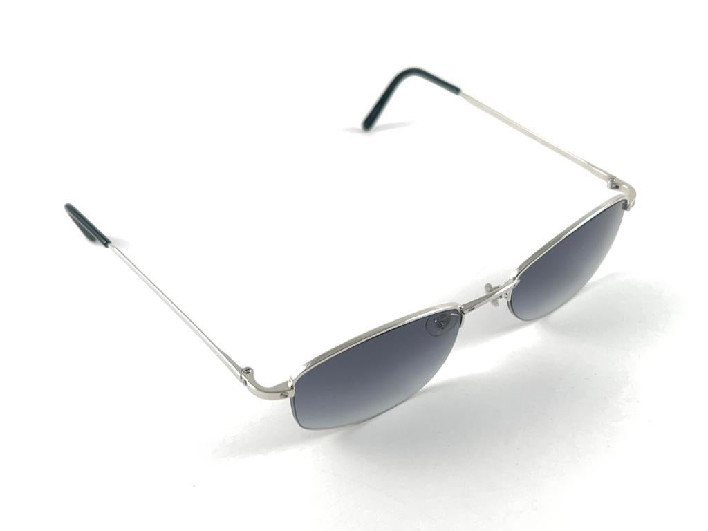 New Vintage Cartier Titanium 53MM Semi Rimless Grey Lens Case France Sunglasses For Sale 7