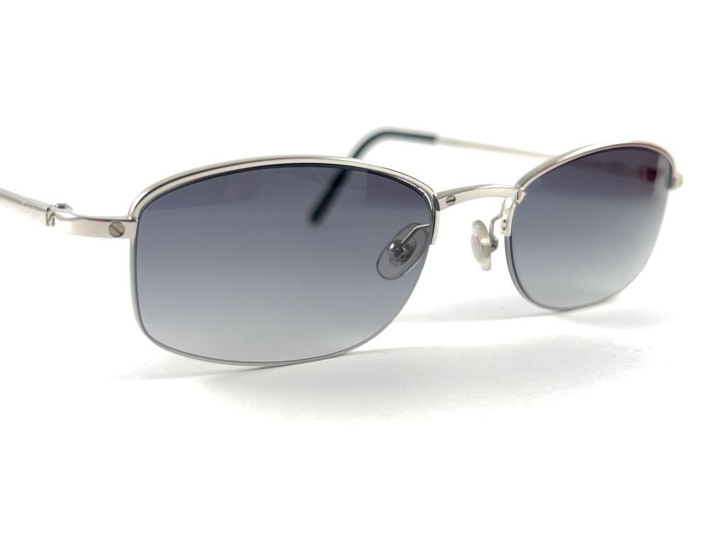 New Vintage Cartier Titanium 53MM Semi Rimless Grey Lens Case France Sunglasses For Sale 11
