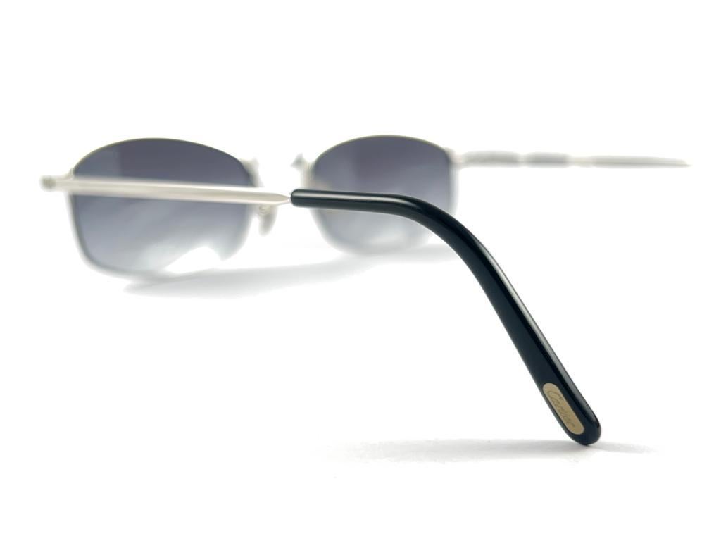 New Vintage Cartier Titanium 53MM Semi Rimless Grey Lens Case France Sunglasses For Sale 3