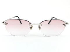 New Vintage Cartier Titanium Rimless Gradient Lens Case France Sunglasses