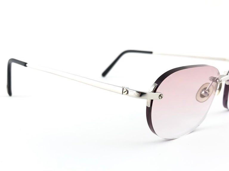 New Vintage Cartier Titanium Rimless Gradient Lens Case France ...