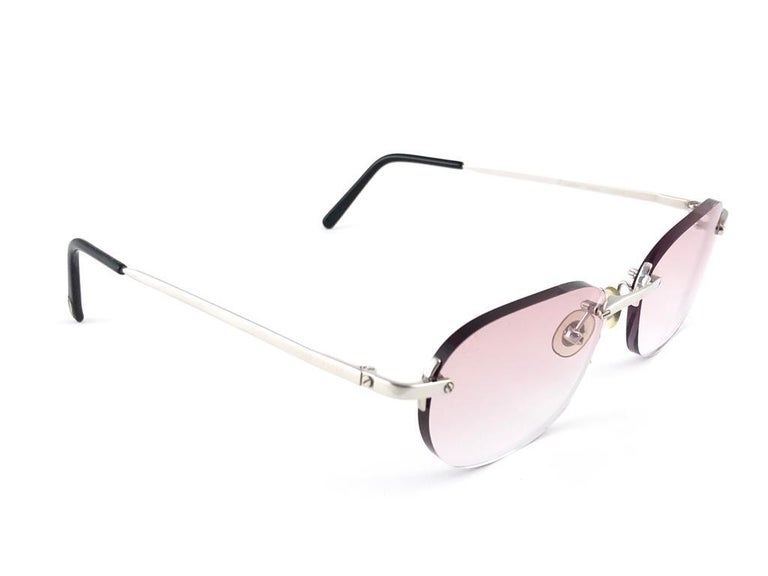New Vintage Cartier Titanium Rimless Gradient Lens Case France ...