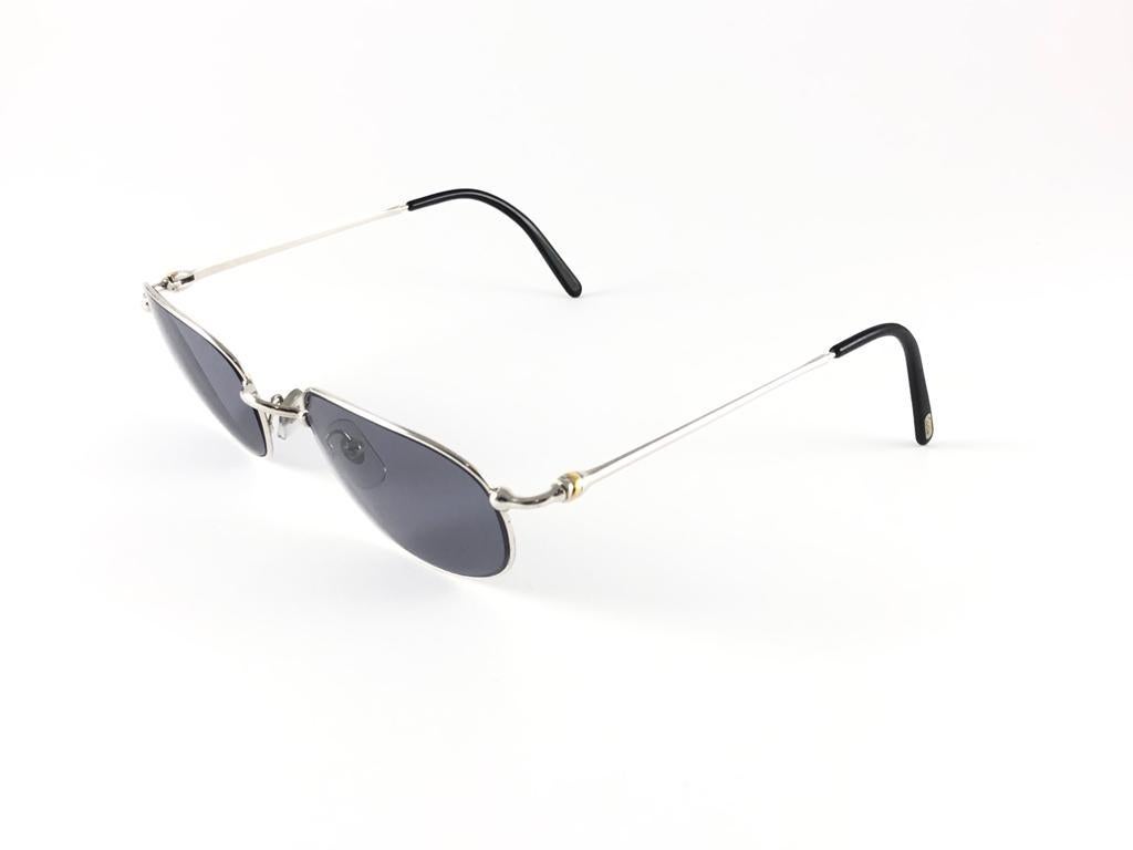 New Vintage Cartier Vesta 53mm Platine Plated Frame France 1990 Sunglasses For Sale 7