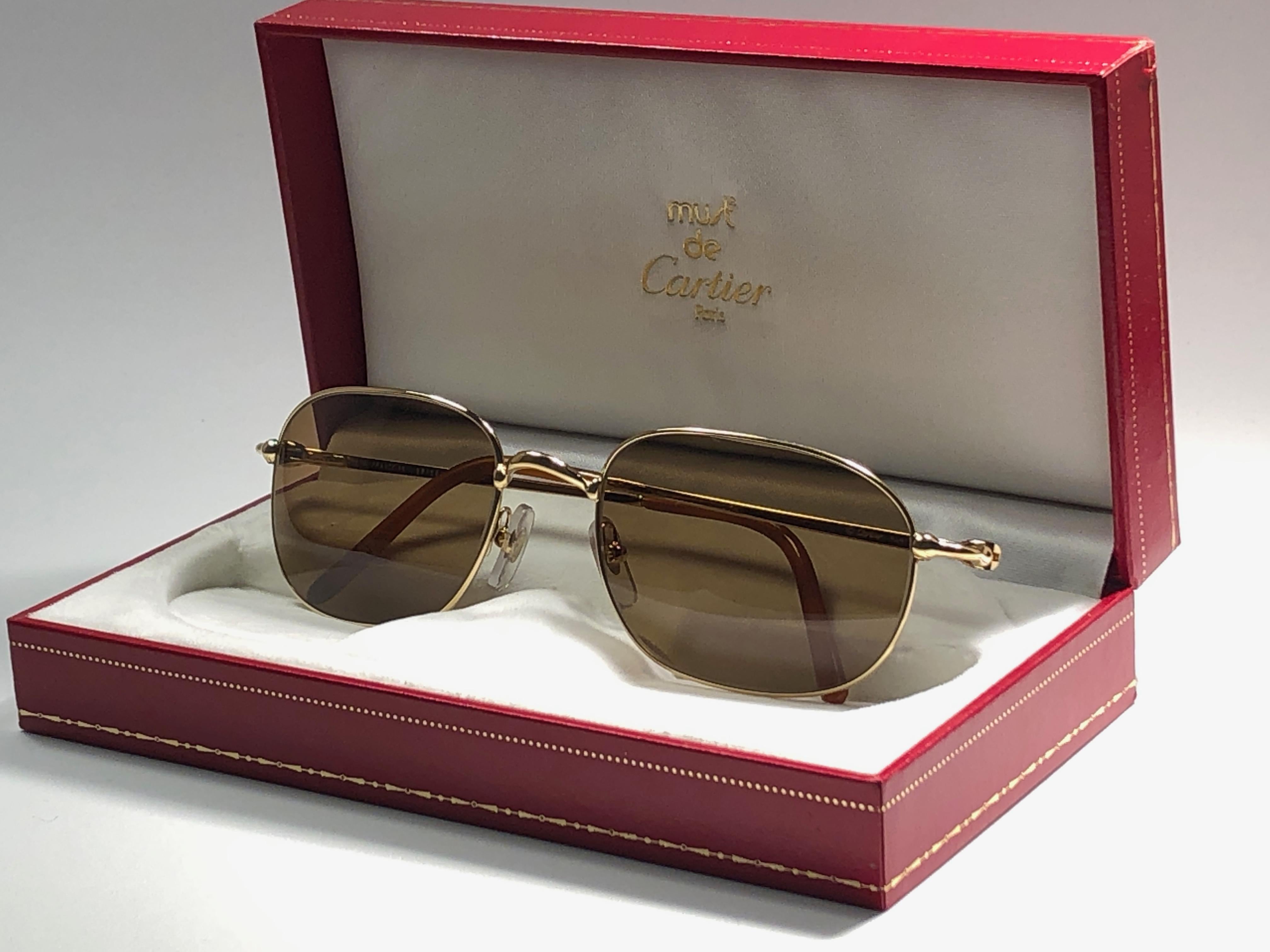 New Vintage Cartier Vesta 56mm Gold Plated Frame France 1990 Sunglasses 5