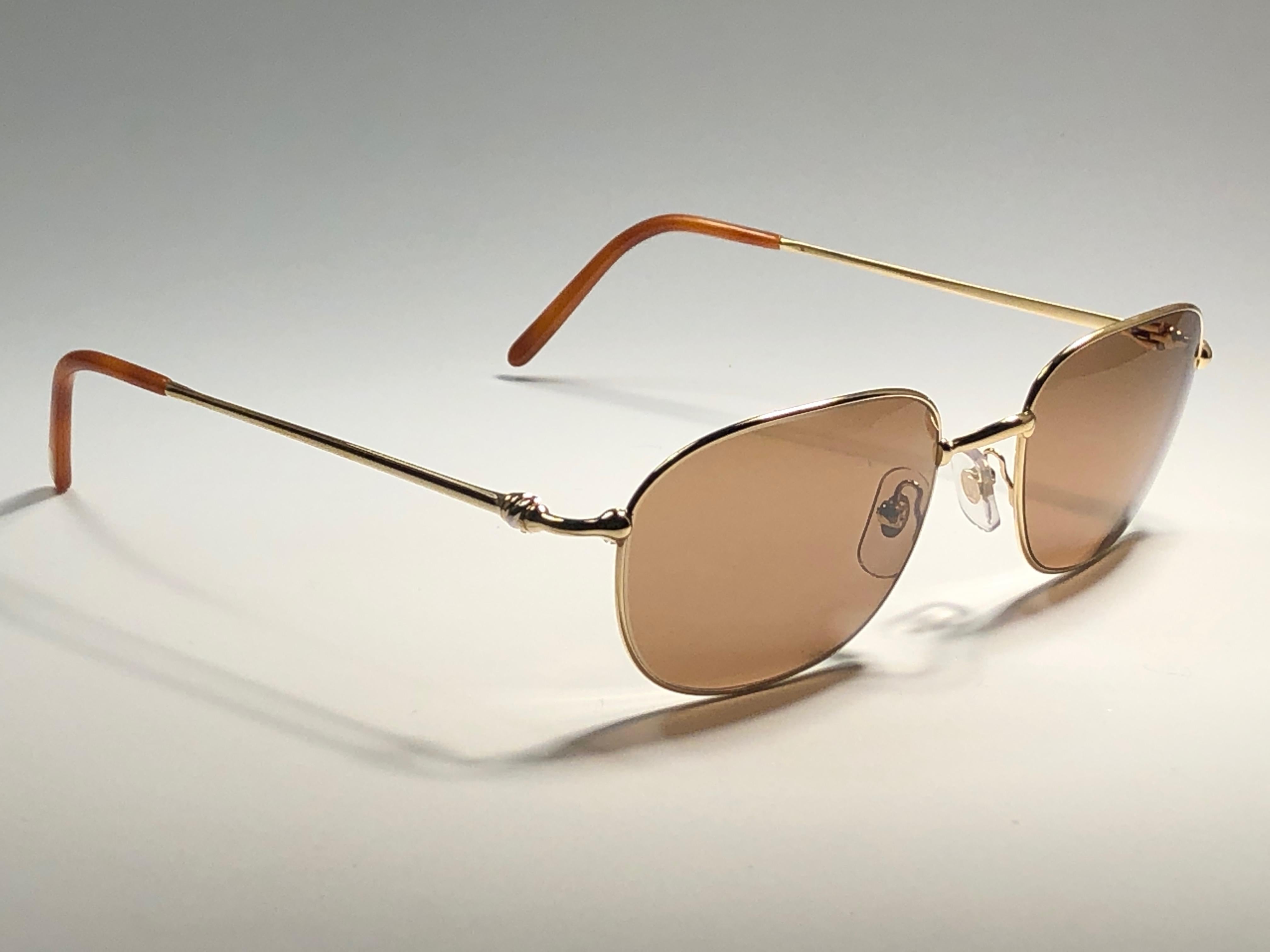 New Vintage Cartier Vesta 56mm Gold Plated Frame France 1990 Sunglasses 1