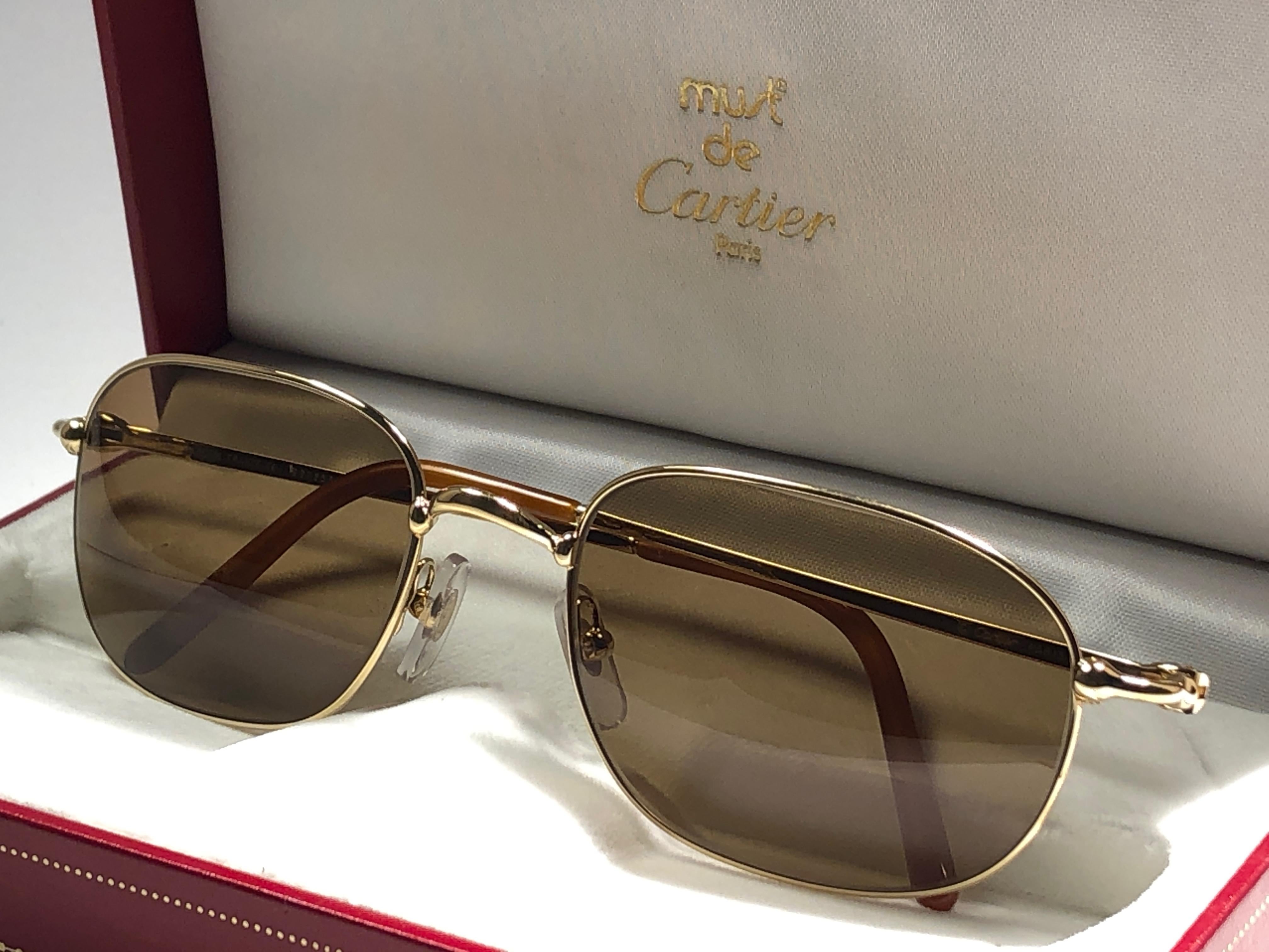New Vintage Cartier Vesta 56mm Gold Plated Frame France 1990 Sunglasses 4