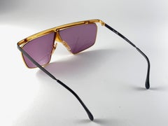 New Vintage Casanova Gold Avantgarde Frame Purple Lens 1980 Sunglasses
