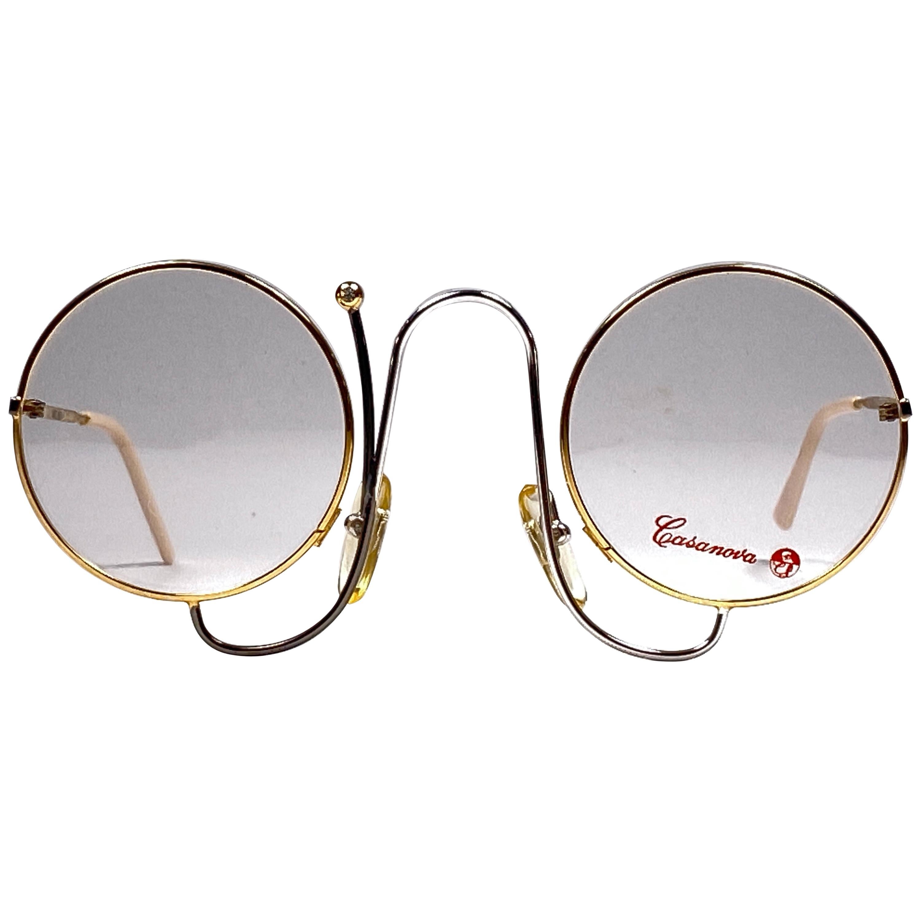 New Vintage Casanova Gold Joan Miro Inspired Frame Demo Lens 1980 Sunglasses