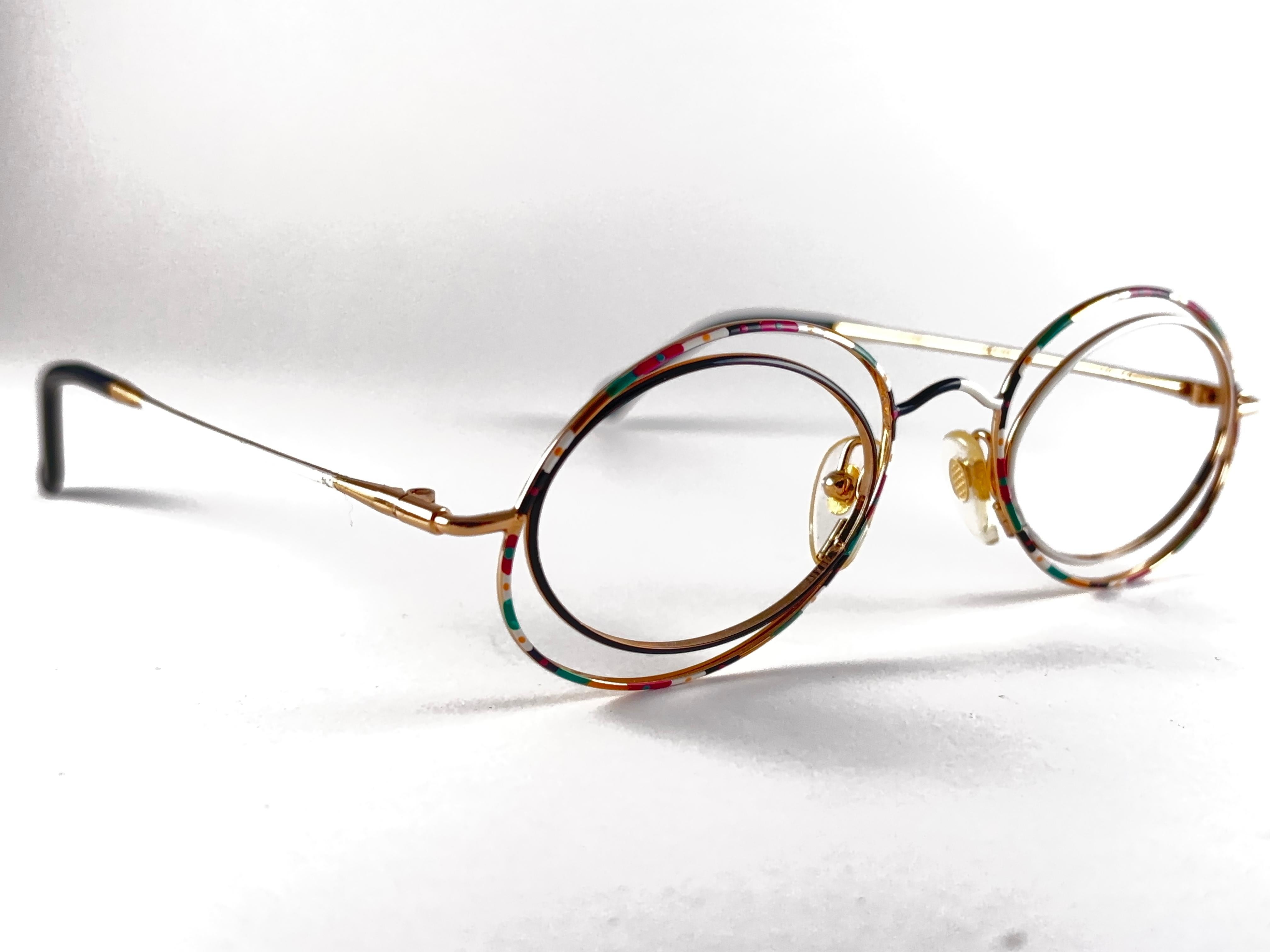 Neuer, vergoldeter, avantgardistischer Casanova-Rahmen mit doppeltem Rand im Vintage-Stil  1980 Sonnenbrille im Angebot 2