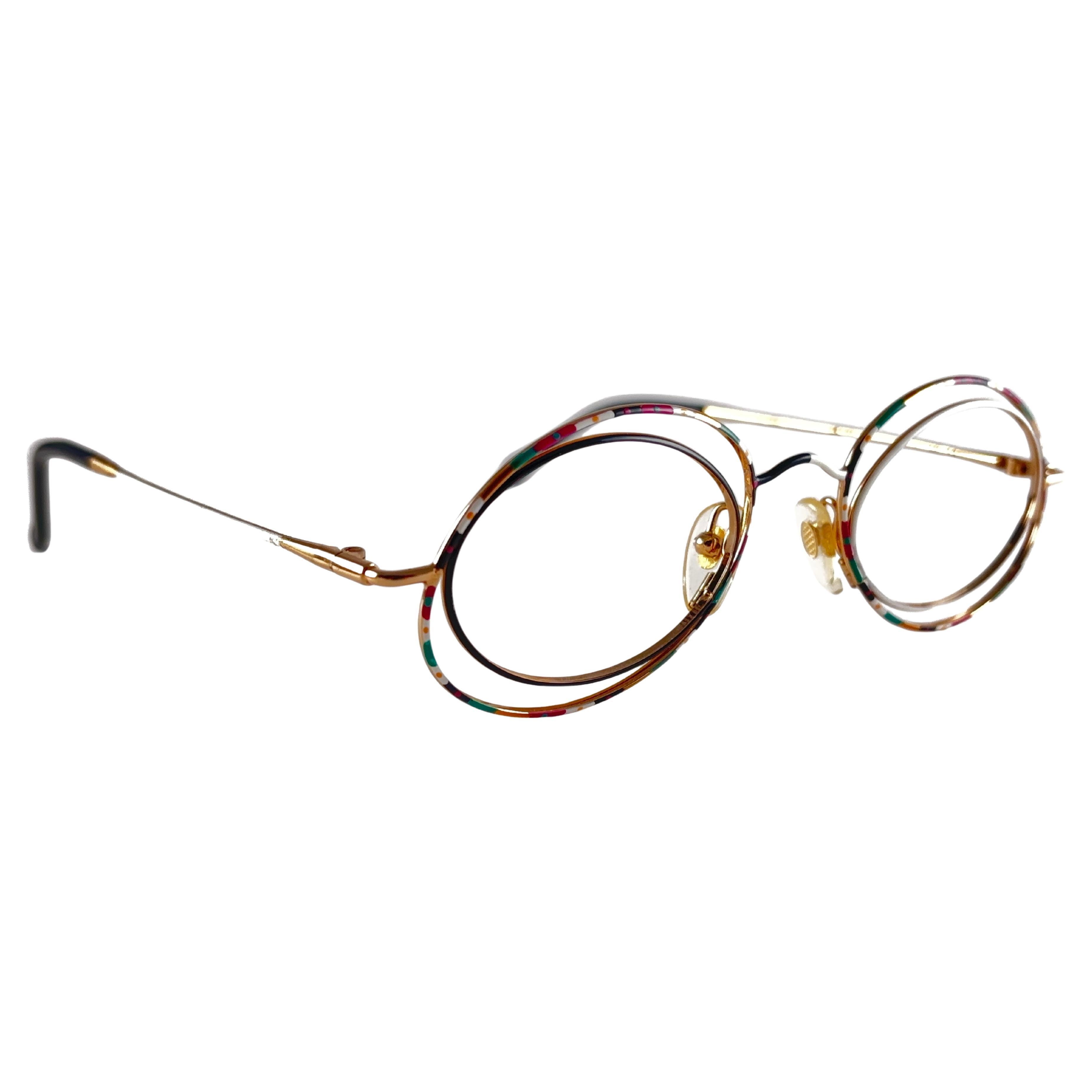 New Vintage Casanova Gold Plated Avantgarde Double Rim Frame  1980 Sunglasses