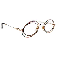 Casanova, cadre vintage d'avant-garde plaqué or à double bord  Lunettes de soleil 1980