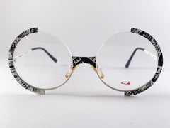 New Vintage Casanova Gold Plated White Round Frame 1980 Sunglasses