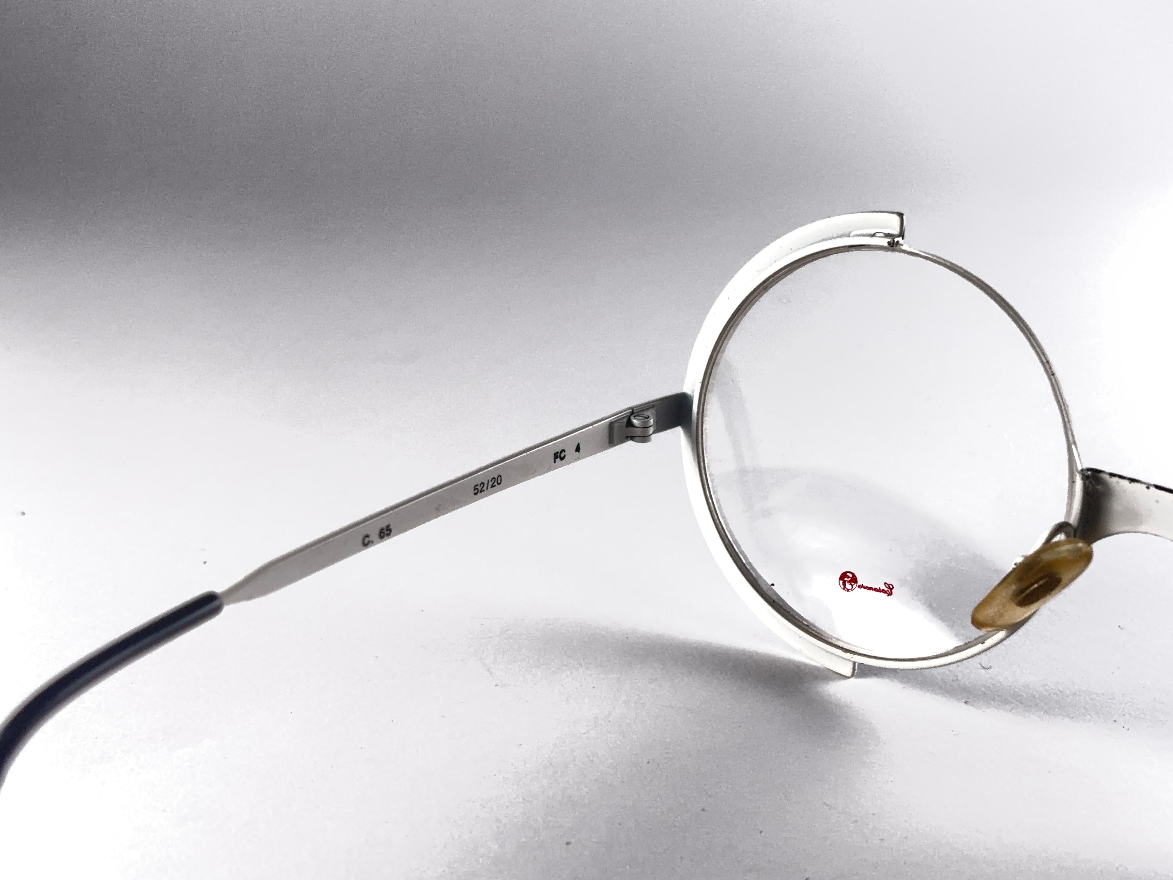 New Vintage Casanova Gold Plated White Round Frame 1980 Sunglasses Neuf - En vente à Baleares, Baleares