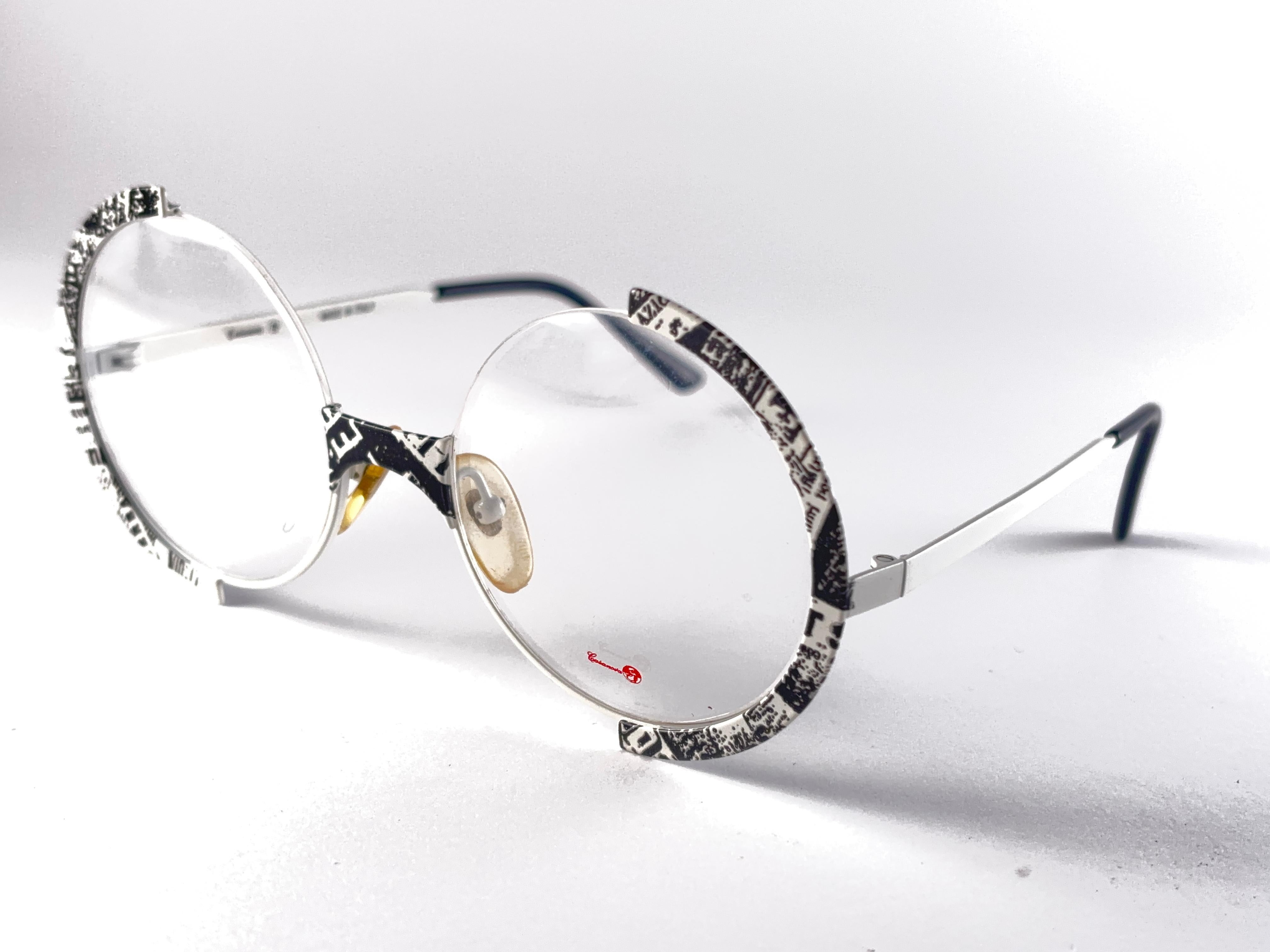 New Vintage Casanova Gold Plated White Round Frame 1980 Sunglasses en vente 1
