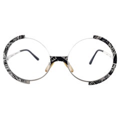 New Vintage Casanova Gold Plated White Round Frame 1980 Sunglasses