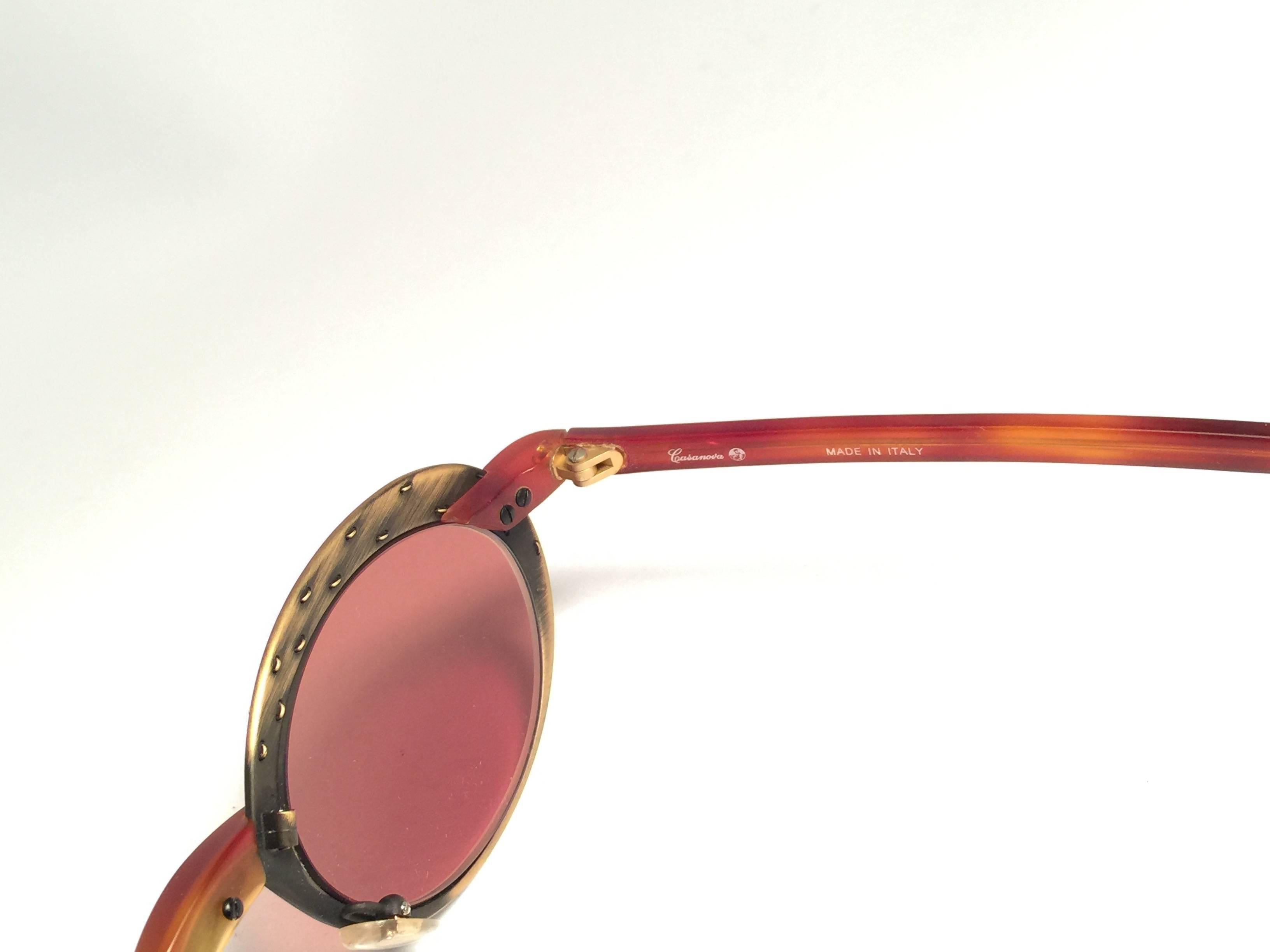 Women's New Vintage Casanova Oval Copper 1980 Sunglasses Made in Italy