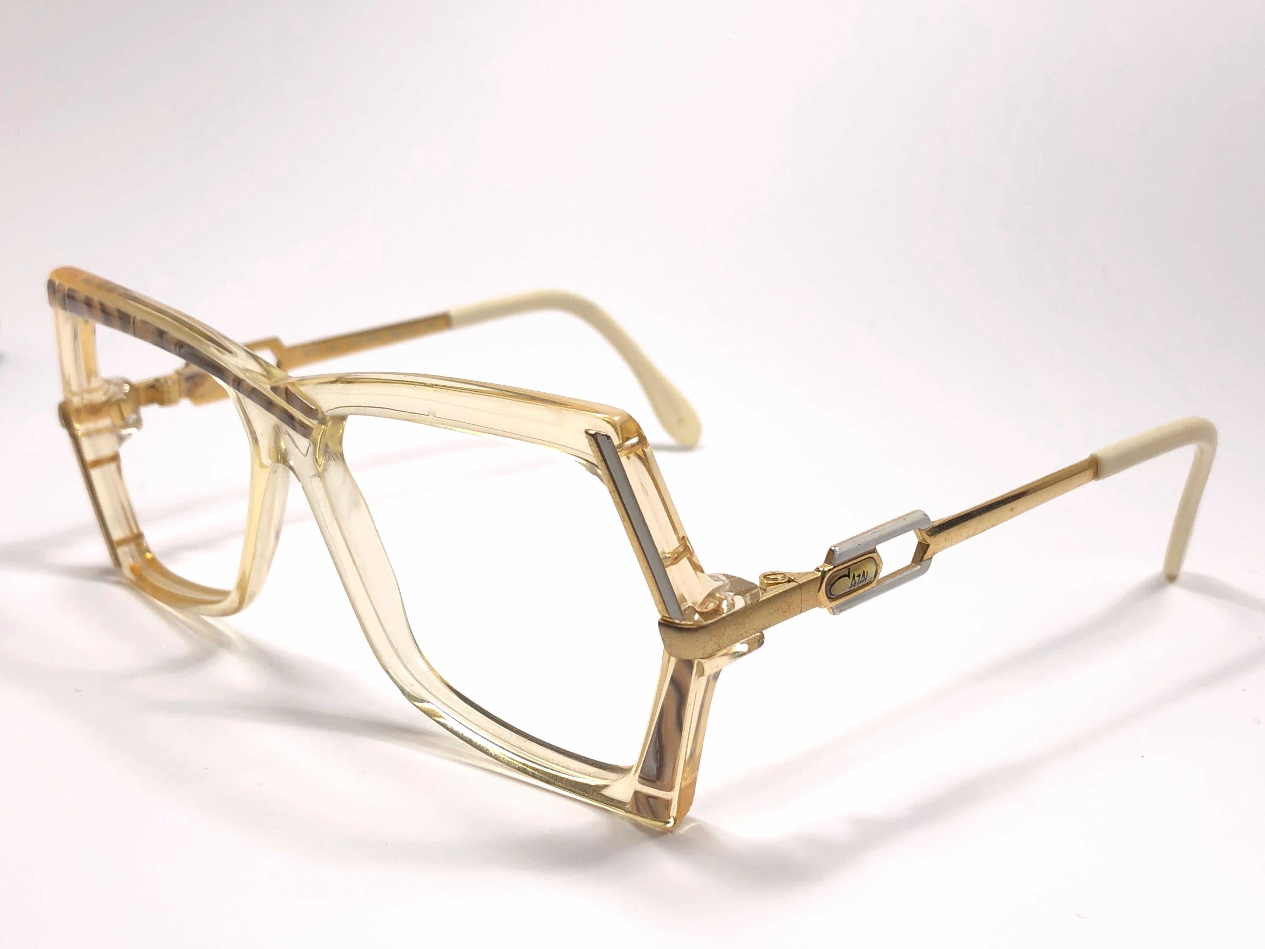 Gray New Vintage Cazal 183 Translucent Gold Frame Reading 1970's Sunglasses