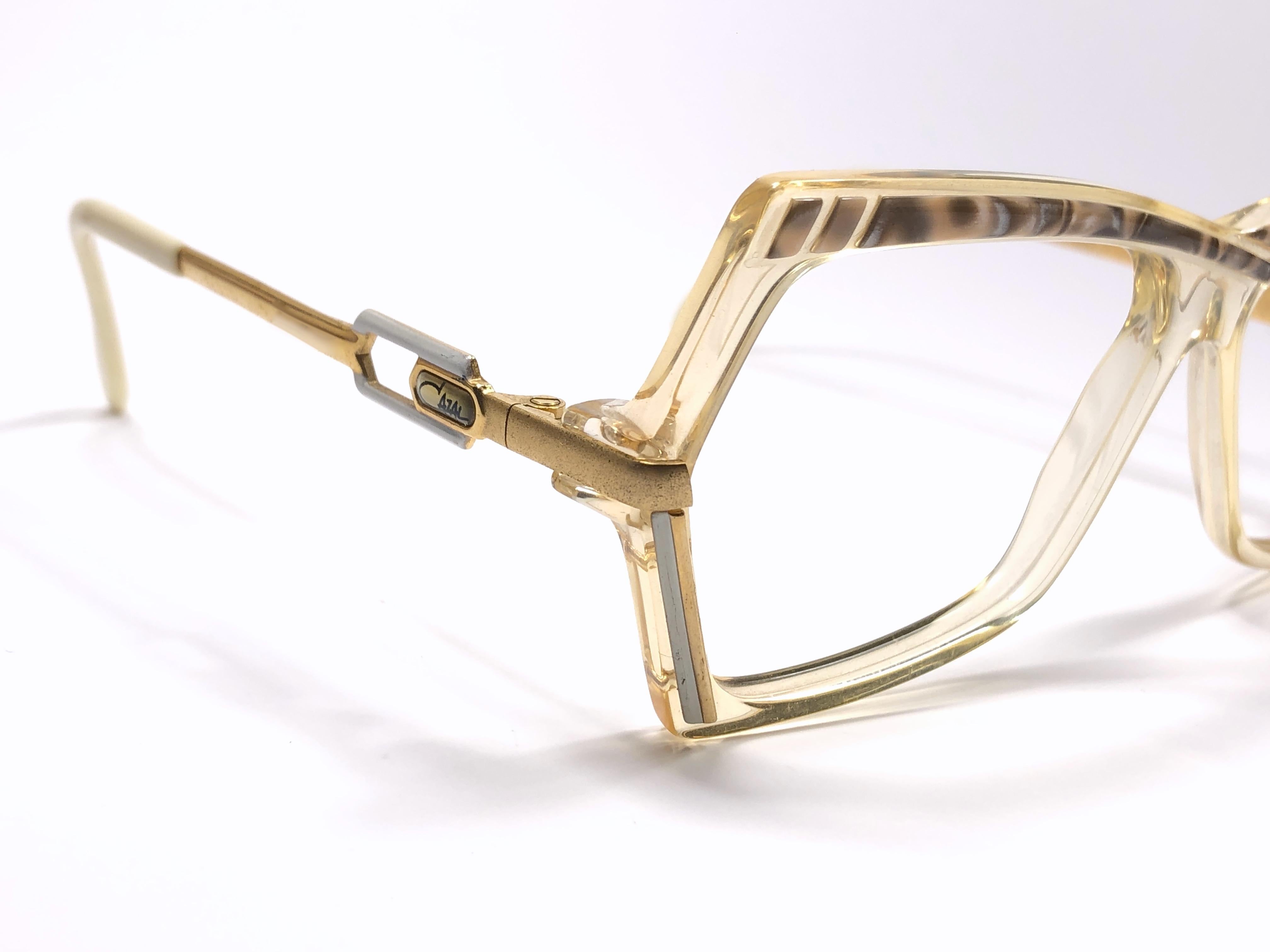 Men's New Vintage Cazal 183 Translucent Gold Frame Reading 1970's Sunglasses