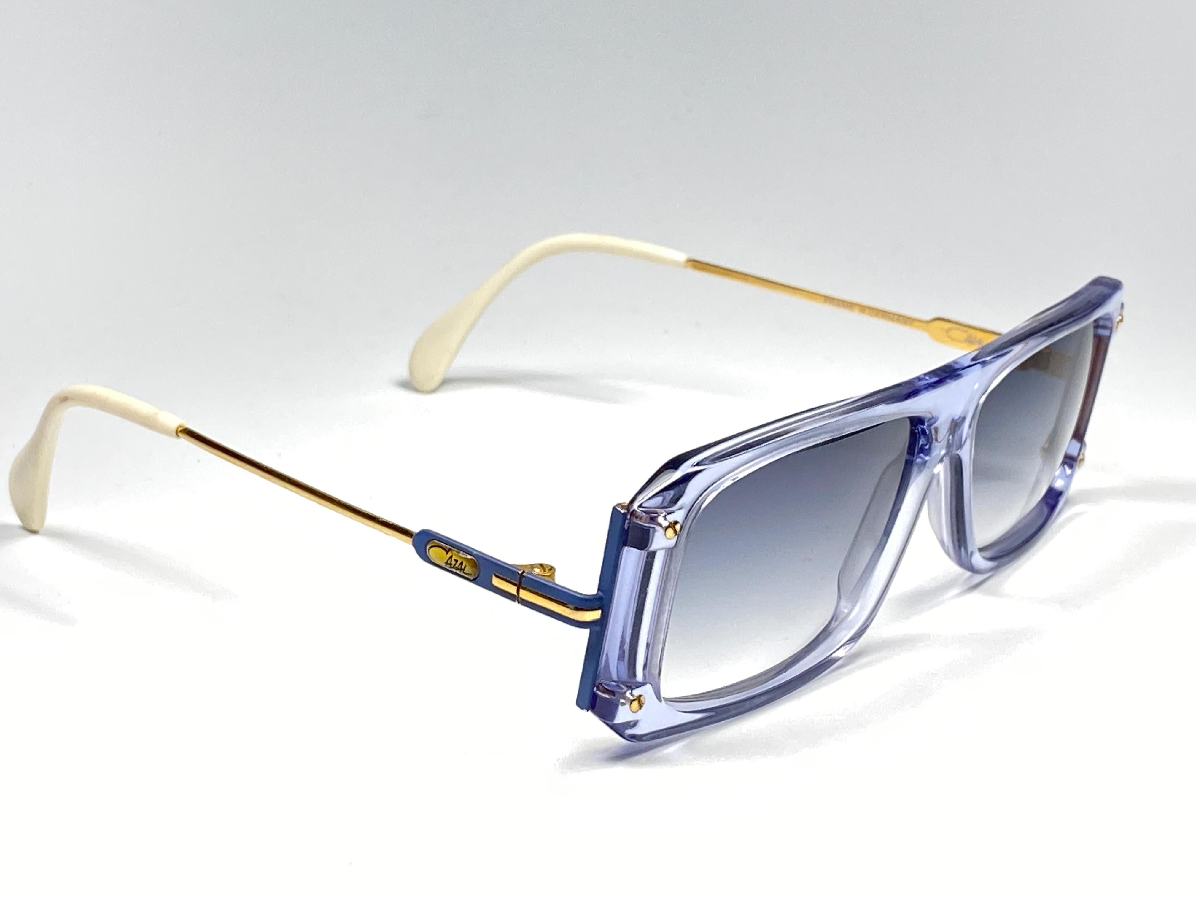 Men's New Vintage Cazal 185 Translucent Blue Frame 1980's Sunglasses