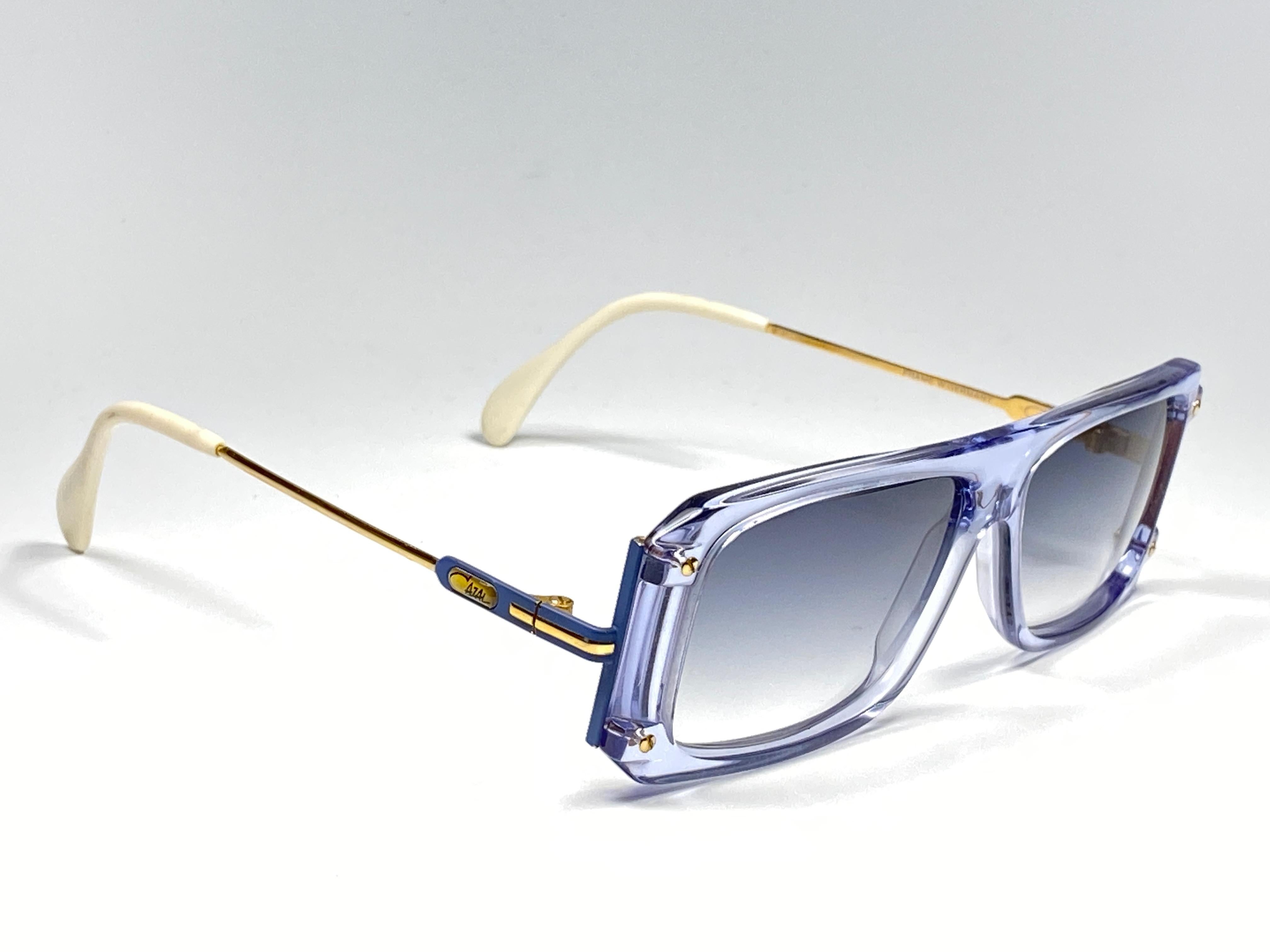New Vintage Cazal 185 Translucent Blue Frame 1980's Sunglasses In New Condition In Baleares, Baleares