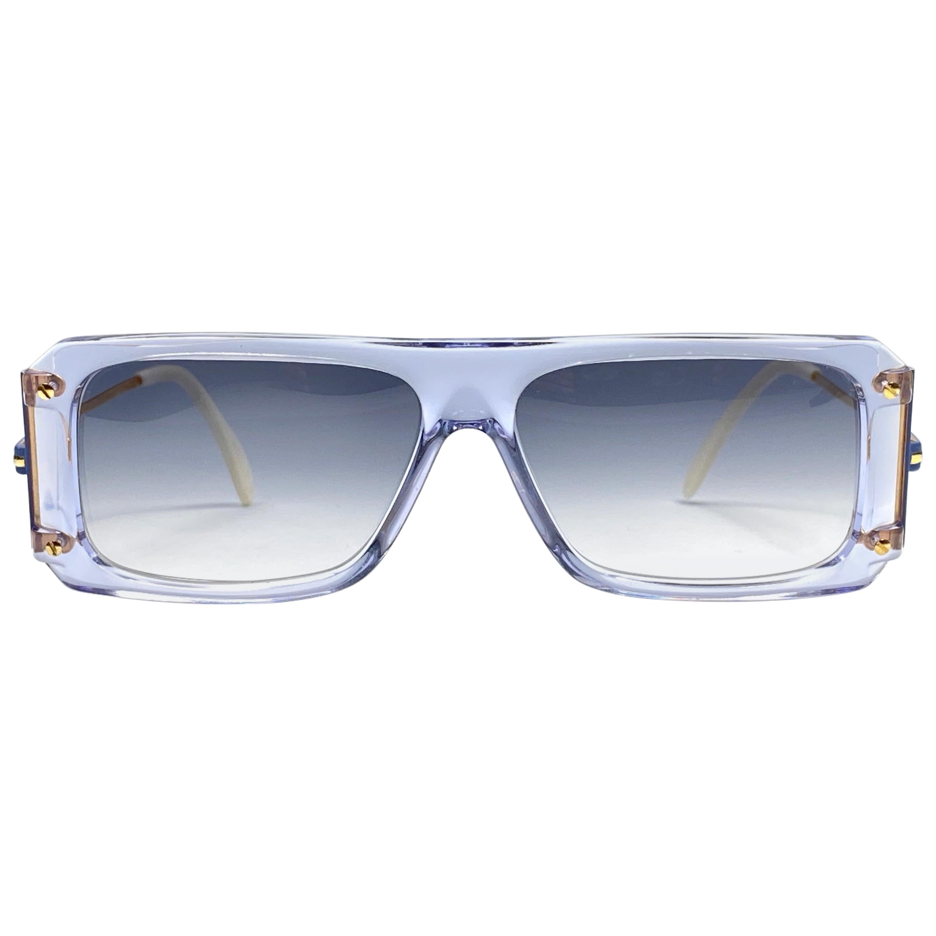 New Vintage Cazal 185 Translucent Blue Frame 1980's Sunglasses